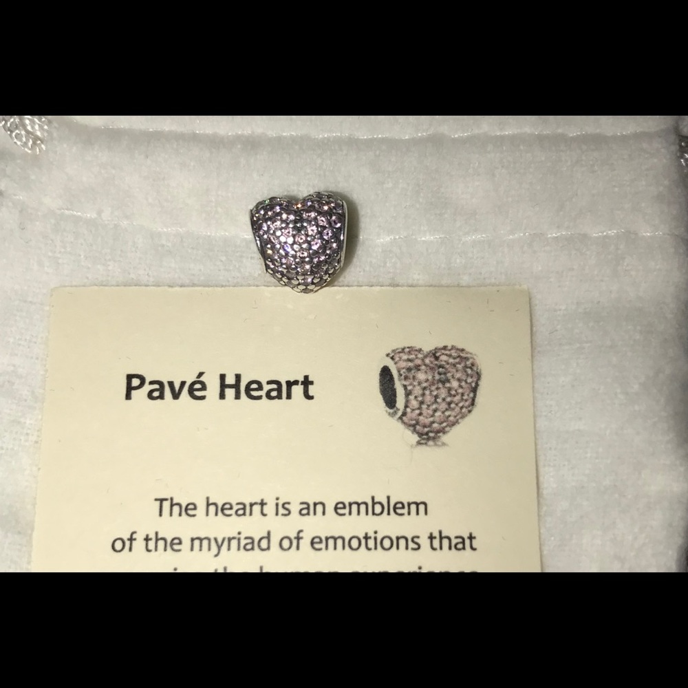 PANDORA pavé heart charm, pink